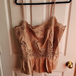 H&M Lace Satin Cami Top in Blush Tan With Matching Skirt New With Tags.